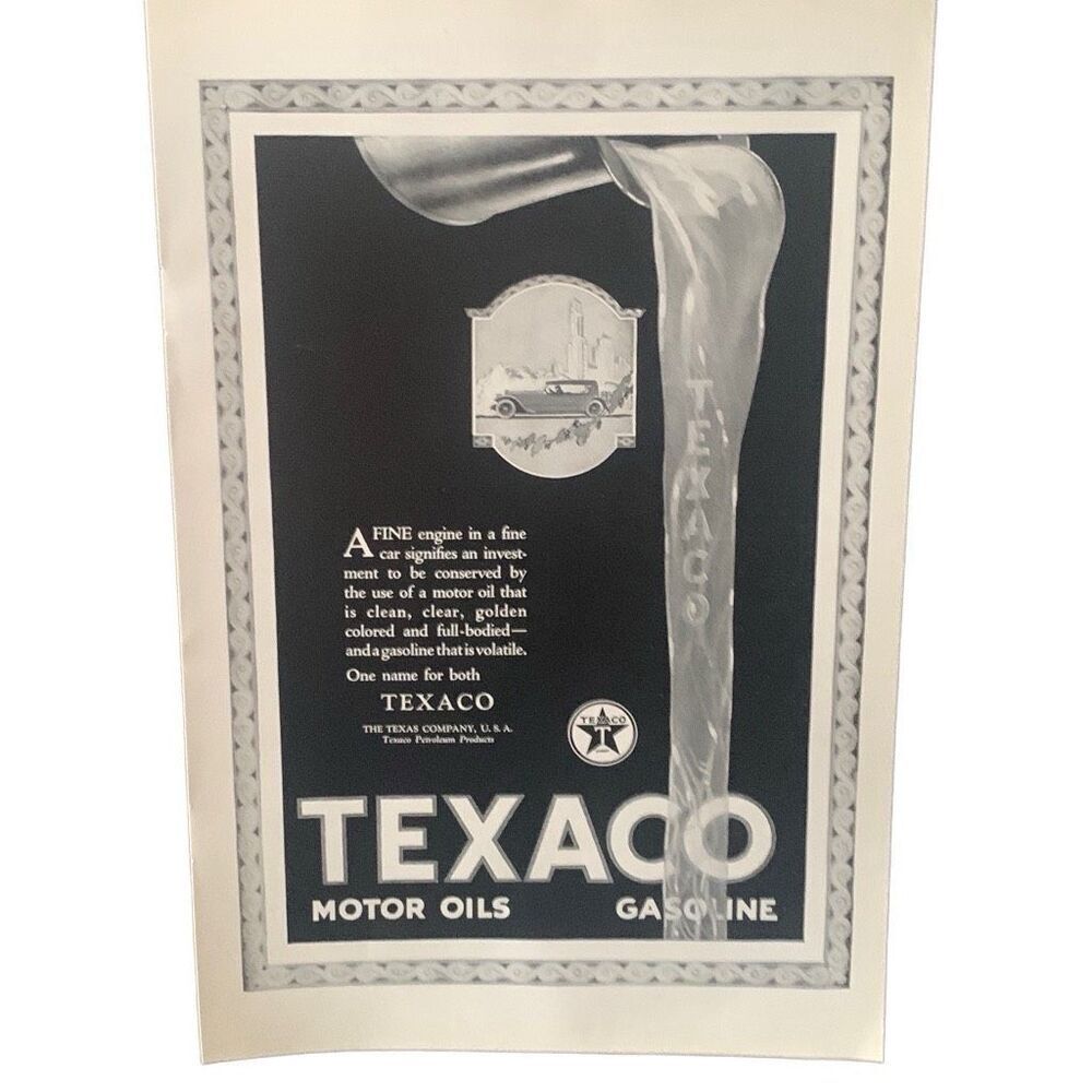 Vintage 1923 Texaco Motor Oils Gasoline Fine Engine Ad Advertisement